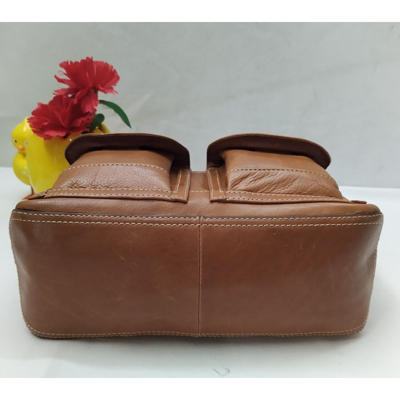 Fossil Brown Leather Front Pockets Zipper Closure Hobo Shoulder Bag - Picture 6 of 16